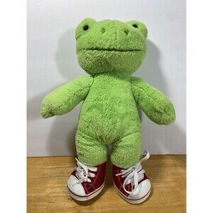 Build A Bear BAB Spring Green Frog 16" Stuffed Plush Animal with Red Shoes